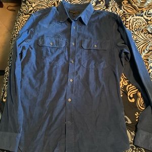 Men’s Blue Corduroy Long-sleeve Dress Shirt